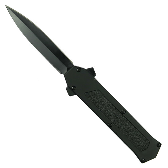 Extreme Grip Black OTF Auto Knife, Satin Dagger Blade