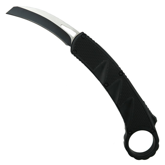 ArchAngel Black Rubberized Out-the-Bottom OTF Auto Knife, Karambit Blade