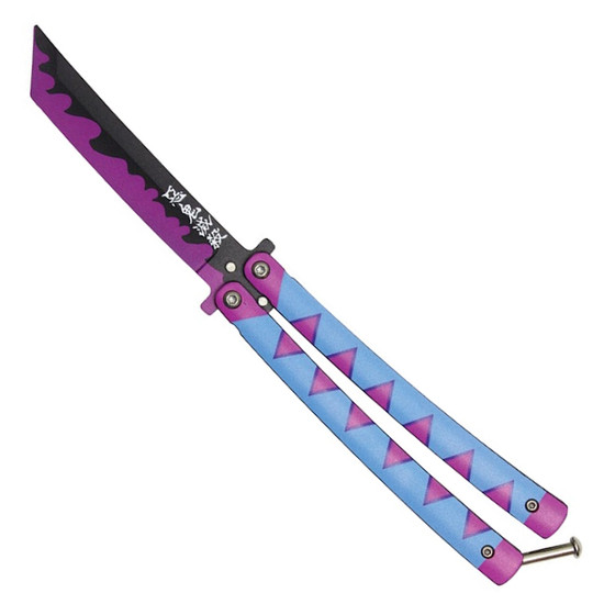 Mitsuri Demon Slayer Butterfly Knife, Black and Purple Tanto Training Blade
