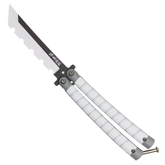 Inosuke Demon Slayer Butterfly Knife, Two-Tone Notched Training Blade