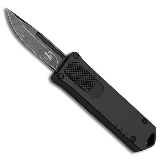 Boker Plus Black USB OTF 2.0 Auto Knife, Black Stonewash D2 Blade