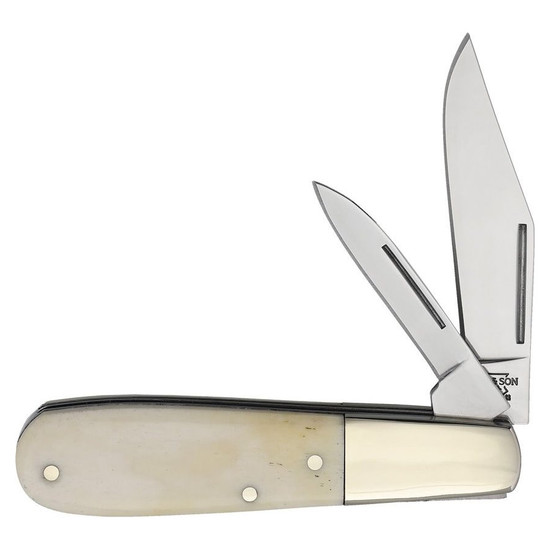 Bear & Son Smooth White Bone Barlow Slip Joint Knife, Satin Blades