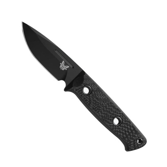Benchmade Shane Sibert Carbon Fiber Mini Bushcrafter Fixed Blade Knife, Black Drop Point Blade