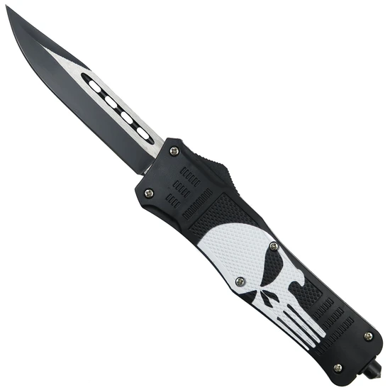 Prime Black ABS Punisher OTF Auto Knife, Black Clip Point Blade