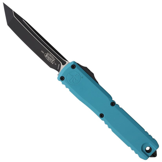 Microtech Gen IV Cyan Ultratech OTF Auto Knife, Black Tanto Blade