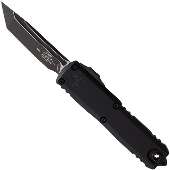 Microtech Black Aluminum UTX-85 Gen IV OTF Automatic Knife, Black Tanto Blade