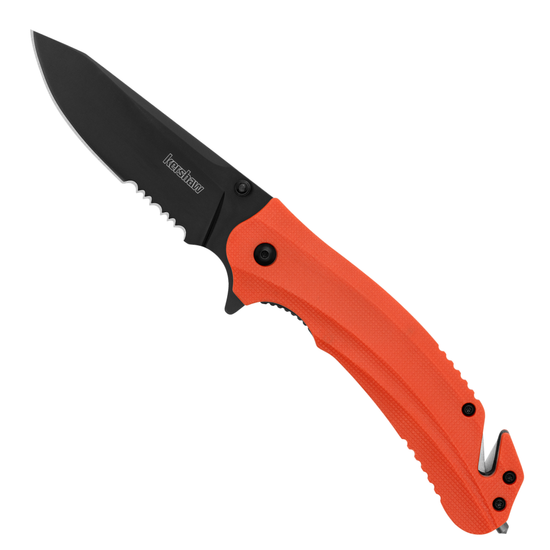 Kershaw 8650ST Orange Barricade Rescue Spring Assist Knife, Black Combo Blade