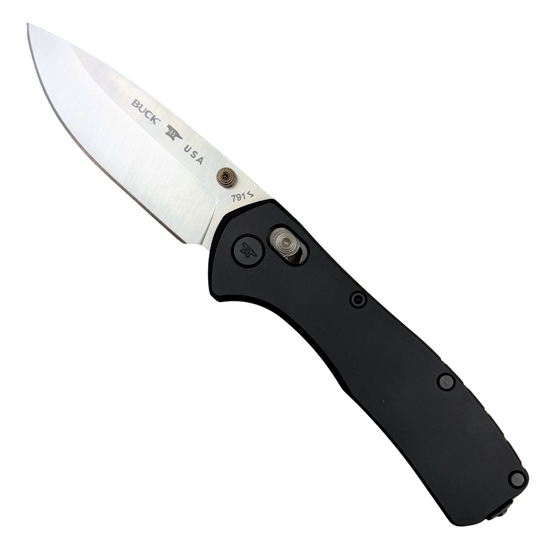 Buck 791 Black Aluminum Range Elite Crossbar Lock Folding Knife, MagnaCut Satin Drop Point Blade