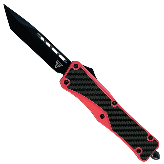 RapidStrike Large Crimson Carbon Fiber OTF Knife, Black Tanto Blade