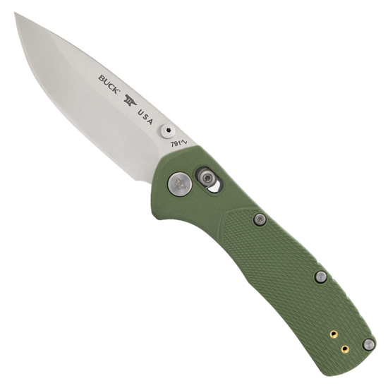 Buck 791 Green GFN Range Pro Crossbar Lock Folding Knife, Satin Drop Point Blade