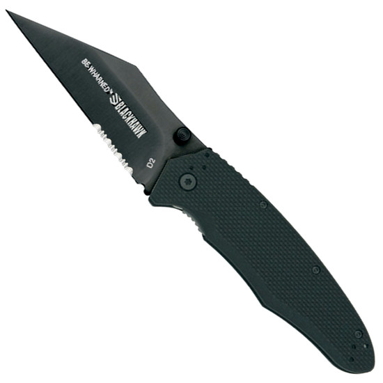 Blackhawk Hornet II Assist Knife, Black D2 Combo Blade | BladeOps