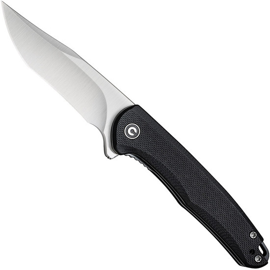CIVIVI Black Mini Sandbar Linerlock Flipper Knife, Satin Recurve Blade