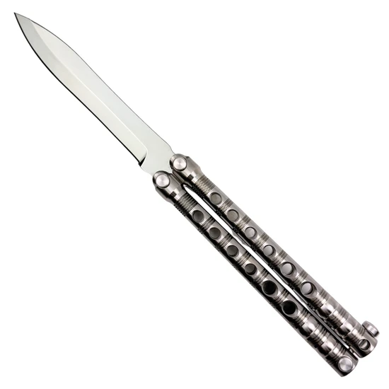 Piranha Swinger Titanium Balisong, Mirror Spear Point Blade