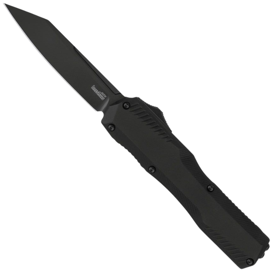Kershaw Livewire Black Stainless Steel OTF Auto Knife, Black Reverse Tanto Blade