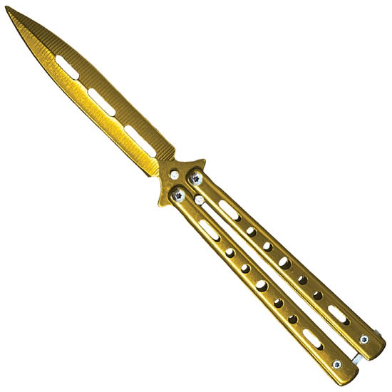 Elite Performance Gold Stainless Steel Butterfly Knife, Gold Spear Point Blade