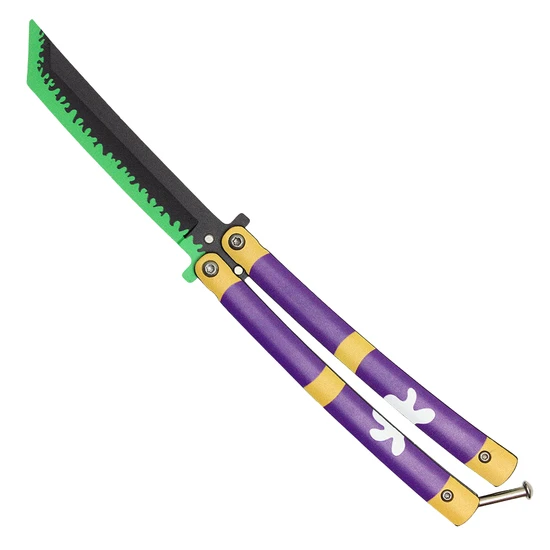 Roronoa Zoro One Piece Butterfly Knife, Black and Green Training Blade