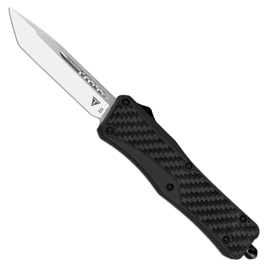 RapidStrike Black Carbon Fiber OTF Knife, Tanto Blade