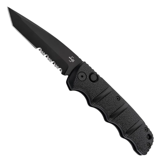 Boker Plus All Black Kalashnikov Auto Knife, Black Combo Tanto Blade