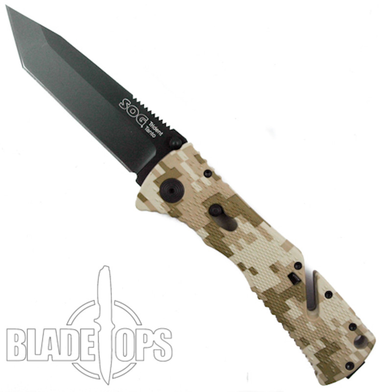 SOG Desert Camo Trident with Black Tactical Tanto Blade