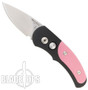 Pro-Tech J4 Cali-Legal Auto Knife, Pink Inlay Handle, Plain Edge Satin Blade