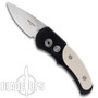 Pro-Tech 4451 Tuxedo Runt J4 Cali-Legal Auto Knife, Ivory Micarta, 154CM Satin Blade