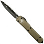 Microtech 122-3TA Tan Contoured Ultratech D/E OTF Auto Knife, Full Serrated Black Blade