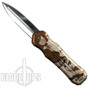 Piranha Excalibur Double Action OTF Knife, Camo Handle, Mirror Blade