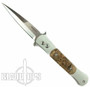 Pro-Tech The Don Automatic Knife, Satin Silver Handle Maple Inlays, Satin Blade