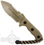 Microtech Crosshair Tan Double Edge Knife, Part Serrated, 101-2TA