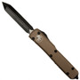 Microtech 223-1TA Tan Contoured Ultratech Spartan OTF Auto Knife, Black Blade