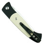 Pro-Tech 1251 Tuxedo Small Brend #2 Auto Knife, Ivory Micarta, 154CM Satin Blade REAR VIEW