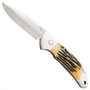 Bear & Son 5A08 A08 India Stag Bone/Stainless Steel Auto Knife, Satin Blade