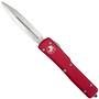 Microtech Red UTX70 OTF Knife, Double Plain Edge Satin Blade