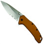 Kershaw 1776BRZSWST FDE Link Spring Assist Knife, Stonewash Combo Blade