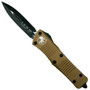 Microtech 138-1TA Tan Troodon D/E OTF Auto Knife, Black Blade