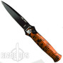 Piranha Orange Mini-Guard Auto Knife, CPM-S30V Black Blade