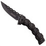 Tac-Force TF-859 Distressed Black Chain Link Spring Assist Knife. Black/Stonewash Blade