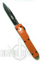 Microtech UTX70 OTF Knife, Drop Point Black Tactical, Orange Handle