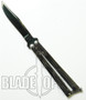 Bear and Son Butterfly Knife,  Stainless Steel Handle, Titanium Black Finish Blade, S17TI