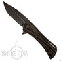 Marfione Custom Hara Closer Knife, Black Titanium Frame, DLC Apocalyptic Blade Finish