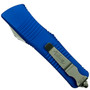 Microtech Blue Troodon Double Edge OTF Knife , Stonewash Dual Standard Edges, Back