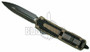 Microtech QD Scarab Double Edge, OTF, Tan Handle, Black Blade, Full Serrations One Side, Plain Edge One Side