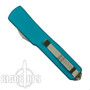 Microtech Turquoise UTX70 OTF Knife, Double Plain Edge Satin Blade