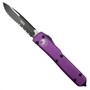 Microtech 121-2CCVI Violet Contoured Ultratech S/E OTF Auto Knife, Black Combo Blade FRONT VIEW