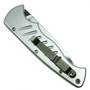 Piranha Silver Pocket Auto Knife, 154CM Mirror Combo Blade  Clip View