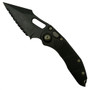 Microtech 169-3DLC Borka Stitch Wharncliffe Auto Knife, Full Serrated DLC Black Blade