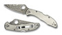 Spyderco Titanium Delica 4 Folder Knife, Damascus Blade REAR VIEW