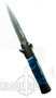 Milano III Stiletto Spring Assisted Knife, Midnight Blue Handle,  Black Tactical Blade