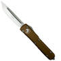 Microtech 123-4TA Tan Contoured Ultratech T/E OTF Auto Knife, Satin Blade FRONT VIEW