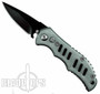 Mini Grey Napoleon III Auto Knife, Black Clip Blade
